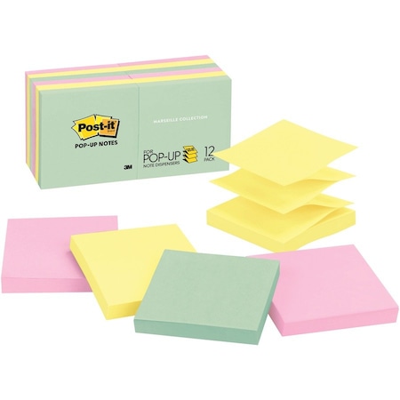 Post-It Note, Popup, 3X3, 12Pk, Assrtd MMMR33012AP